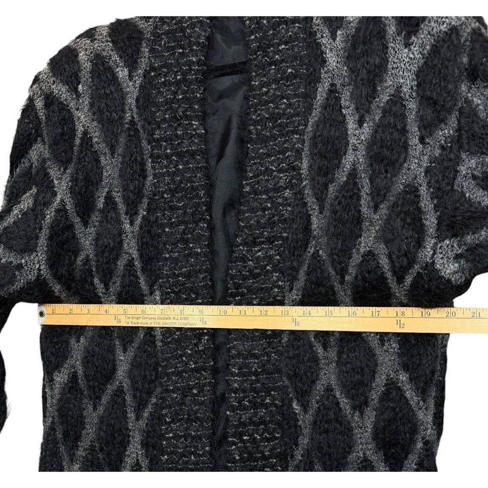 Vintage Colleen Toland San Francisco Hand Knitted Cardigan S Black Mohair 80s